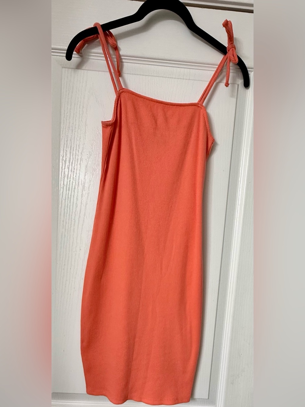 Wild Fable Coral Ribbed Tie-Shoulder Mini Dress